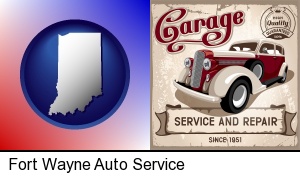 Fort Wayne, Indiana - an auto service and repairs garage sign