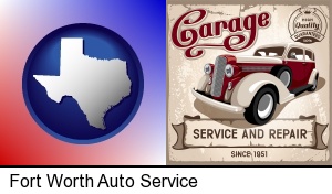 Fort Worth, Texas - an auto service and repairs garage sign