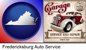 an auto service and repairs garage sign in Fredericksburg, VA