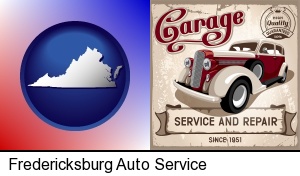 Fredericksburg, Virginia - an auto service and repairs garage sign