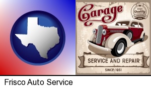 an auto service and repairs garage sign in Frisco, TX