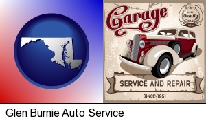 Glen Burnie, Maryland - an auto service and repairs garage sign
