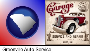 Greenville, South Carolina - an auto service and repairs garage sign