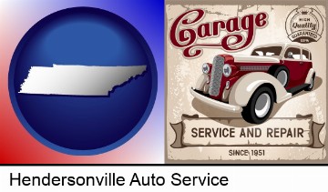 an auto service and repairs garage sign in Hendersonville, TN