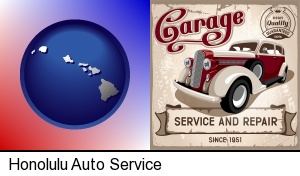 Honolulu, Hawaii - an auto service and repairs garage sign