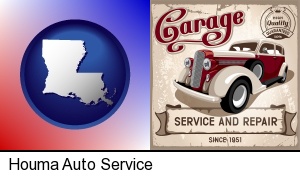 Houma, Louisiana - an auto service and repairs garage sign