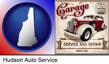 an auto service and repairs garage sign in Hudson, NH