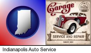 Indianapolis, Indiana - an auto service and repairs garage sign