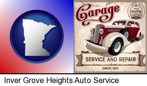 an auto service and repairs garage sign in Inver Grove Heights, MN