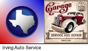 Irving, Texas - an auto service and repairs garage sign