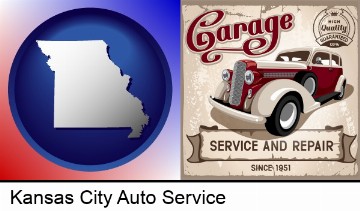 an auto service and repairs garage sign in Kansas City, MO