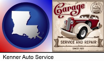 an auto service and repairs garage sign in Kenner, LA