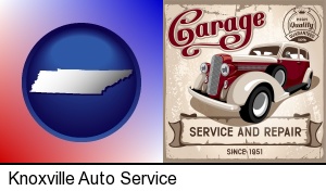 Knoxville, Tennessee - an auto service and repairs garage sign