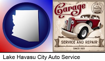 an auto service and repairs garage sign in Lake Havasu City, AZ