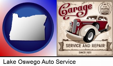 an auto service and repairs garage sign in Lake Oswego, OR
