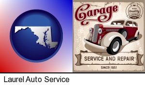 Laurel, Maryland - an auto service and repairs garage sign