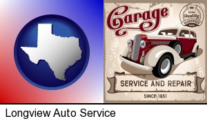 Longview, Texas - an auto service and repairs garage sign
