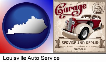 an auto service and repairs garage sign in Louisville, KY