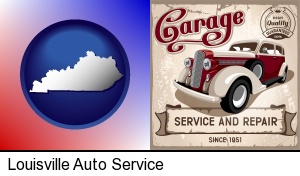 Louisville, Kentucky - an auto service and repairs garage sign