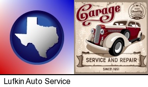 Lufkin, Texas - an auto service and repairs garage sign