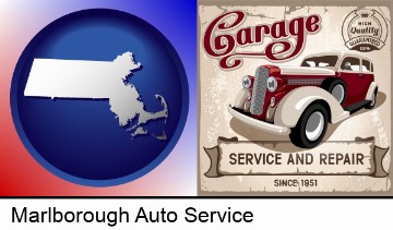 an auto service and repairs garage sign in Marlborough, MA