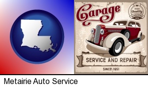 Metairie, Louisiana - an auto service and repairs garage sign