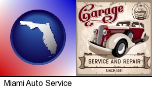 Miami, Florida - an auto service and repairs garage sign