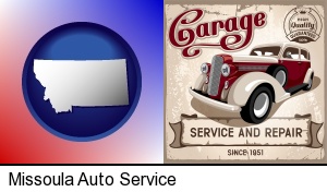Missoula, Montana - an auto service and repairs garage sign