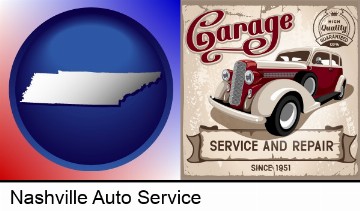 an auto service and repairs garage sign in Nashville, TN