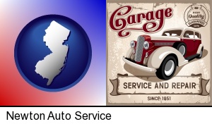 Newton, New Jersey - an auto service and repairs garage sign