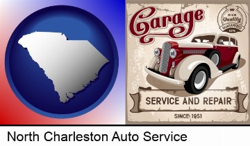 an auto service and repairs garage sign in North Charleston, SC
