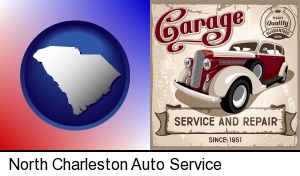 North Charleston, South Carolina - an auto service and repairs garage sign