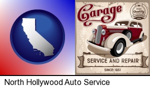 North Hollywood, California - an auto service and repairs garage sign