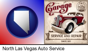 an auto service and repairs garage sign in North Las Vegas, NV
