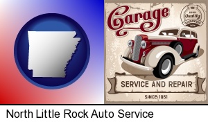 North Little Rock, Arkansas - an auto service and repairs garage sign