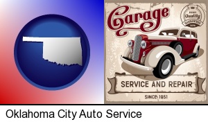 Oklahoma City, Oklahoma - an auto service and repairs garage sign