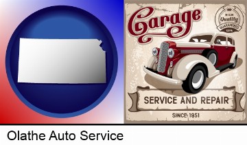 an auto service and repairs garage sign in Olathe, KS