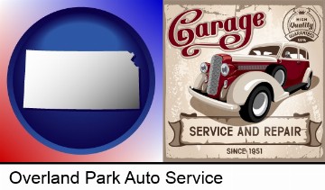 an auto service and repairs garage sign in Overland Park, KS