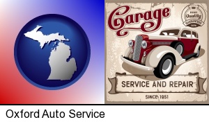 an auto service and repairs garage sign in Oxford, MI