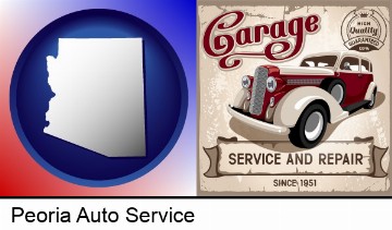 an auto service and repairs garage sign in Peoria, AZ