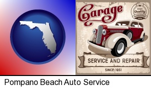 Pompano Beach, Florida - an auto service and repairs garage sign