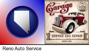 Reno, Nevada - an auto service and repairs garage sign