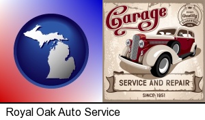 an auto service and repairs garage sign in Royal Oak, MI