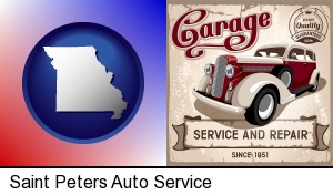 an auto service and repairs garage sign in Saint Peters, MO