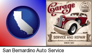 San Bernardino, California - an auto service and repairs garage sign