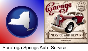 an auto service and repairs garage sign in Saratoga Springs, NY