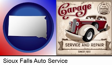 an auto service and repairs garage sign in Sioux Falls, SD
