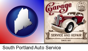 an auto service and repairs garage sign in South Portland, ME
