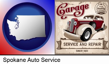 an auto service and repairs garage sign in Spokane, WA