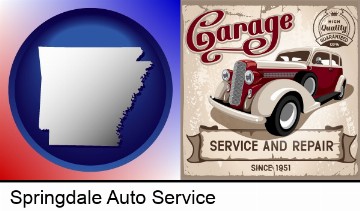 an auto service and repairs garage sign in Springdale, AR